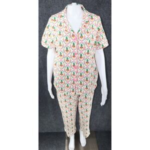 Bed Head Pajama Set Women Medium Pineapple Sunglasses Two Piece Sleepwear EUC